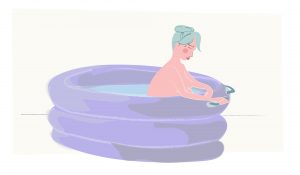 Image of Woman having a water birth - Copyright New Life Classes